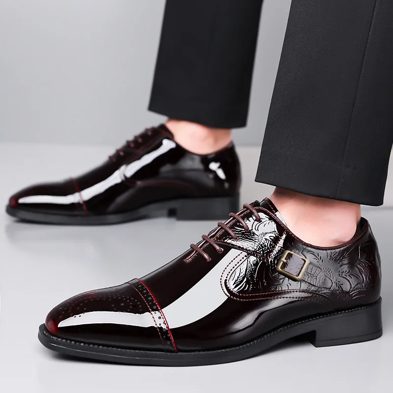 

New Fashion Glitter Leather Shoes for Men Comfort Pointed Toe Man Formal Shoes Plus Size 48 Business Shoes Men zapatos de vestir