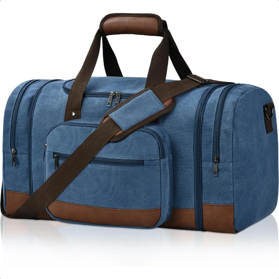 

Duffle Bag for Travel 50L Canvas Travel Duffel Bags Overnight Weekend Gym Carry On Lage Bag for Men Women Blue