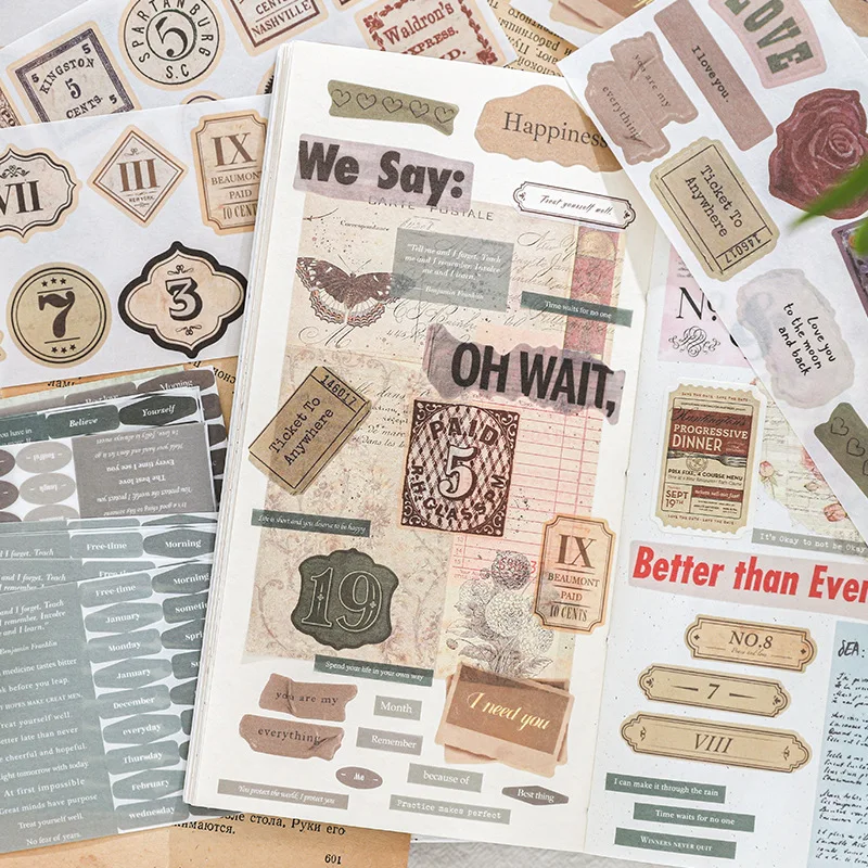 Mr. Paper, 6 Styles, 15pcs/pack, Irregular Sticker Pack, Vintage Film Style Scrapbook Handmade Decorative Material Sticker