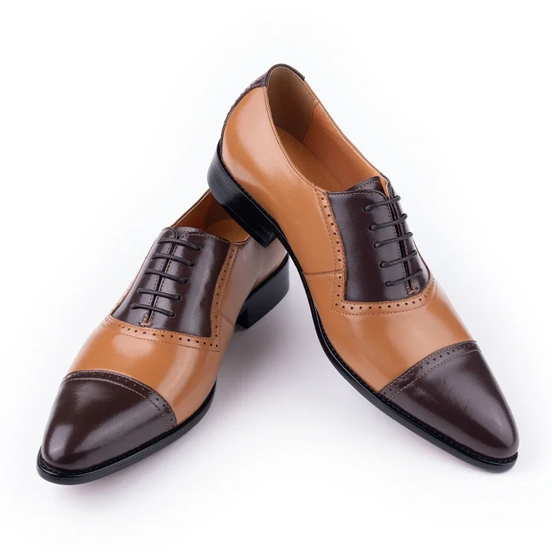 New Men\'s Formal Leather Shoes Men Leather Casual Breathable Men\'s Leather Shoes Business Versatile Lace-Up Fashion Dress Shoes