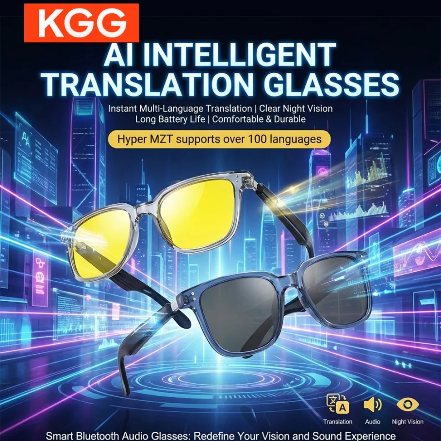 

Умные очки с ИИ-переводом в реальном времени (100+ языков), четкие звонки с шумоподавлением, Bluetooth-музыка и легкий дизайн
