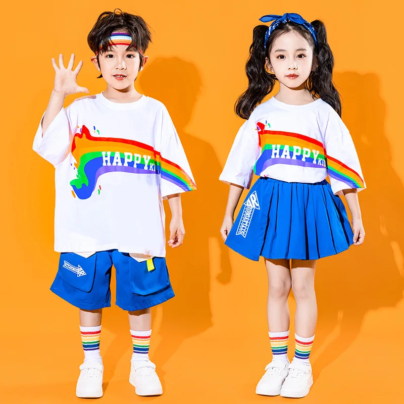 子供の集中型ダンスステージコスチューム、チームのパフォーマンス服、ストリートダンス、プライマリスクール学生のための集中型