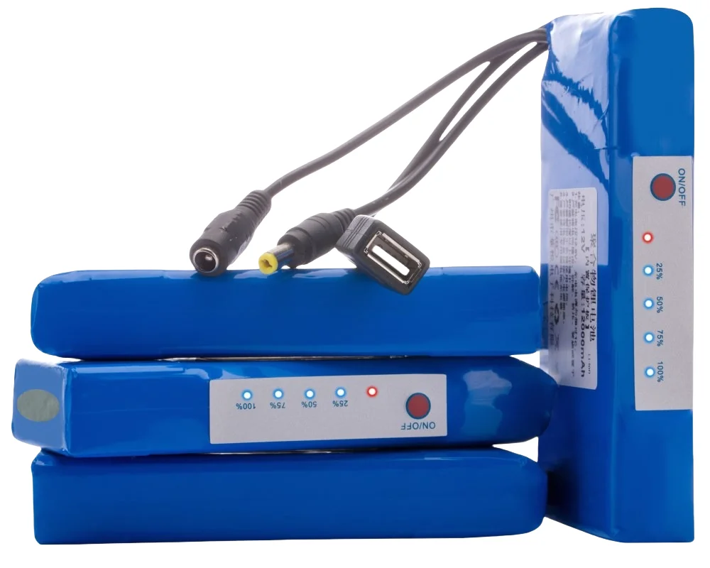 Rechargeable Polymer Lithium Battery Pack 12V 12000mAh Safe & Long-Lasting for DIY Projects/Electronic Gadgets