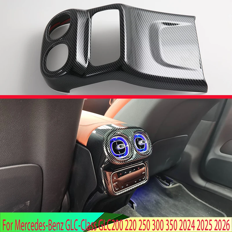 

For Mercedes-Benz GLC-Class GLC200 220 250 300 350 2024 2025 2026 Carbon Fiber Style Armrest Box Rear Air Vent Frame Trim Cover