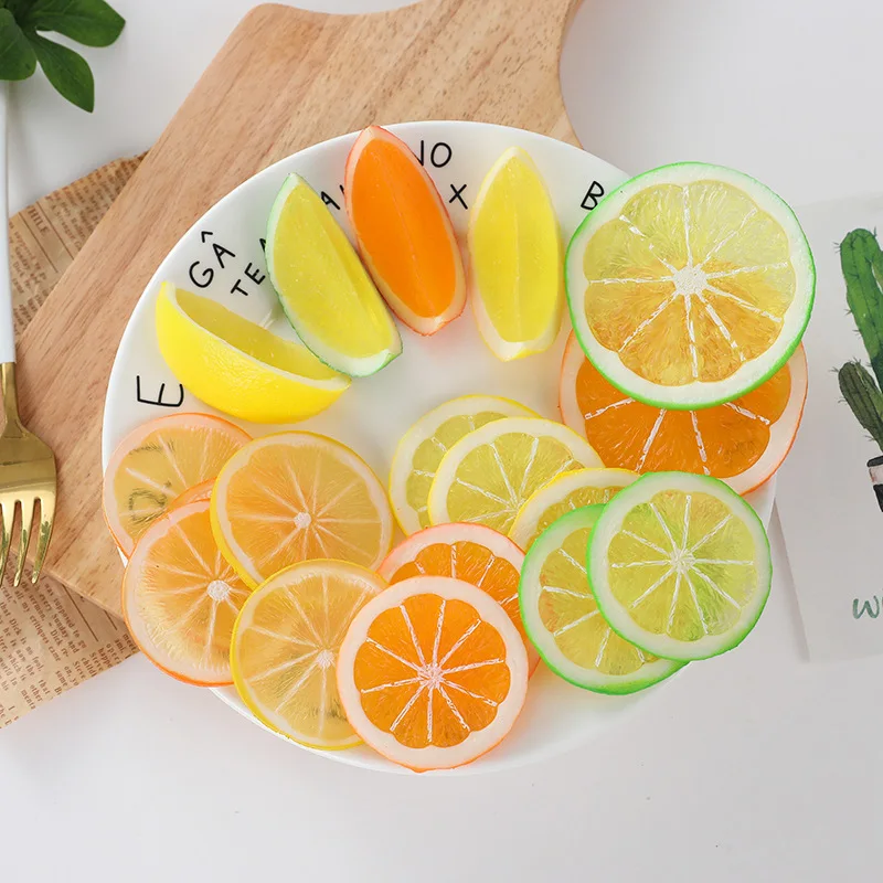 

Fake Fruit Slices Lemon Slices Grapefruit Orange Lime Slices PVC Model Window Photography Props Simulation Decorations Decor