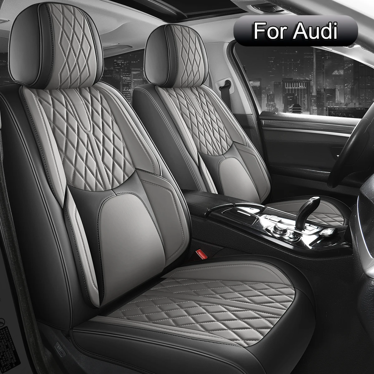 Lederen autostoelhoezen volledige set, geschikt voor Audi A1, A3, A4, A5, A6, Q2, Q3, Q5, Q7, e-tron