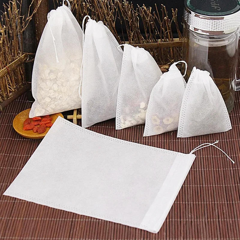 Disposable Tea Bags Filter Bags for Tea Infuser with String Heal Seal, Food Grade Non-woven Fabric Spice Filters 100PCS