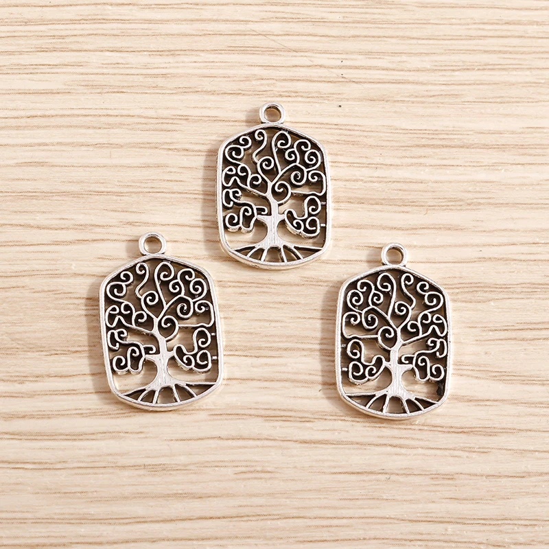 Tusember 20 Stück Legierungs-Pflanzenanhänger, Metall-Blatt-Blumen-Baum-Charms für Schmuckherstellung, Ohrringe, Halsketten, DIY-Armband-Zubehör – Detail 3