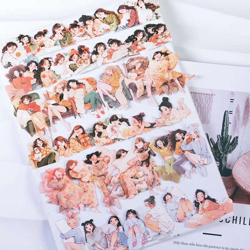 

1pack Journal Decoration Collage Scenery Handwritten Diary Sticker Set Art Lie Flat Plan Series 100 Sheets/pack Character