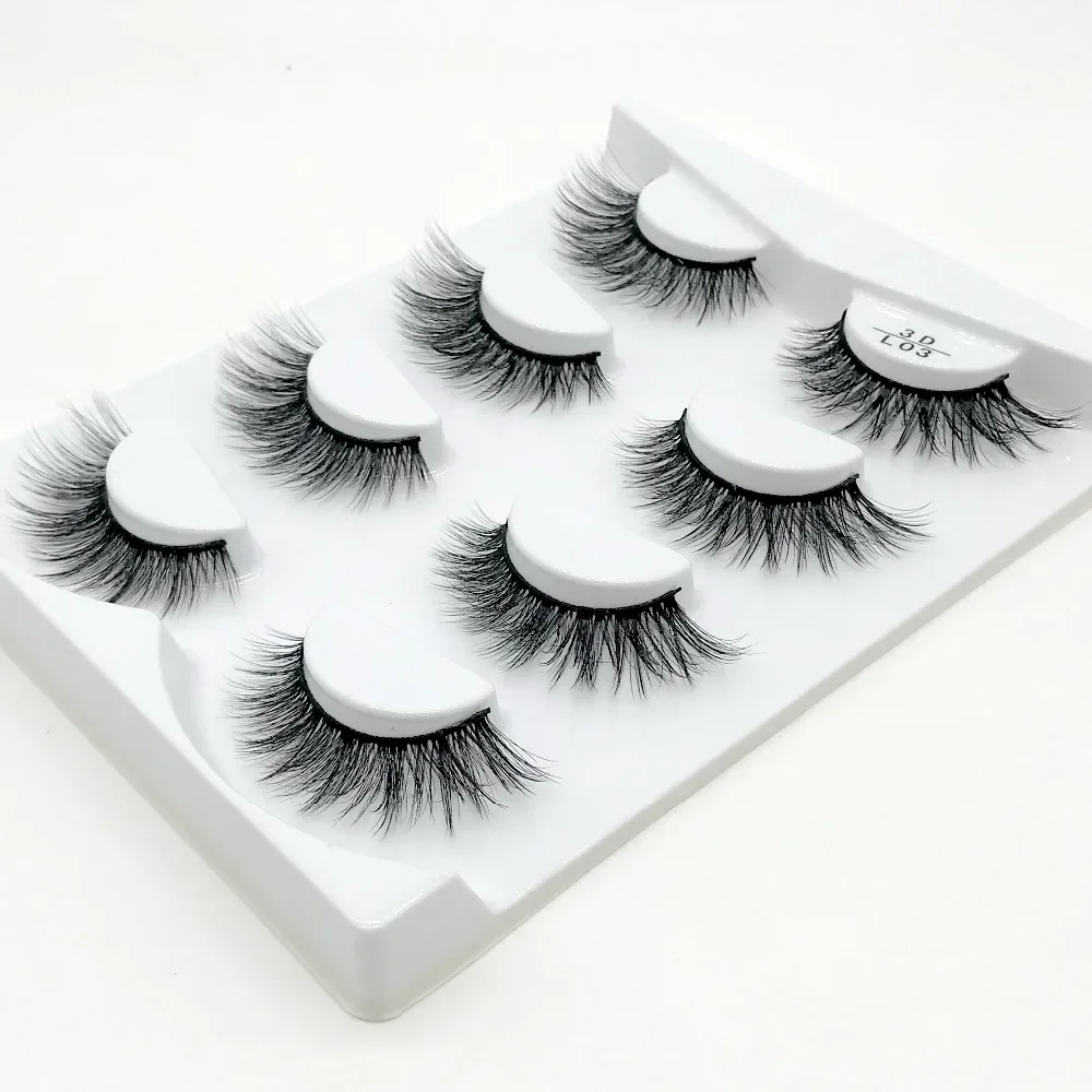 4 Pairs of Natural Long Makeup 3D Artificial Mink Eyelashes for Extending the Beauty of Mink Eyelashes
