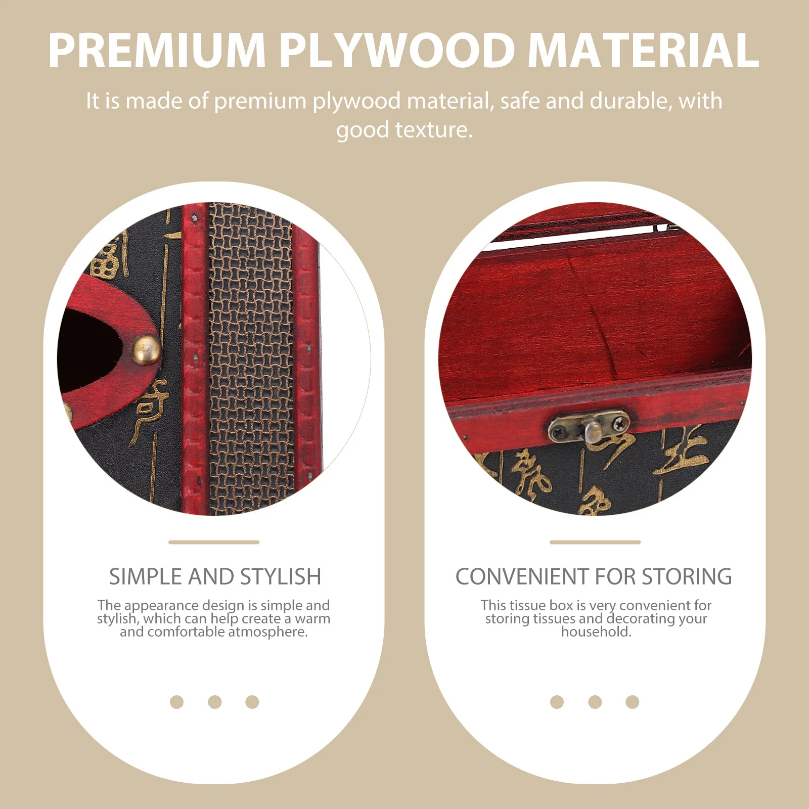

Chinese Style Tissue Box Premium Plywood Retro Napkin Case For Home Office Car Decor Tissue Box Cover Paper Towel