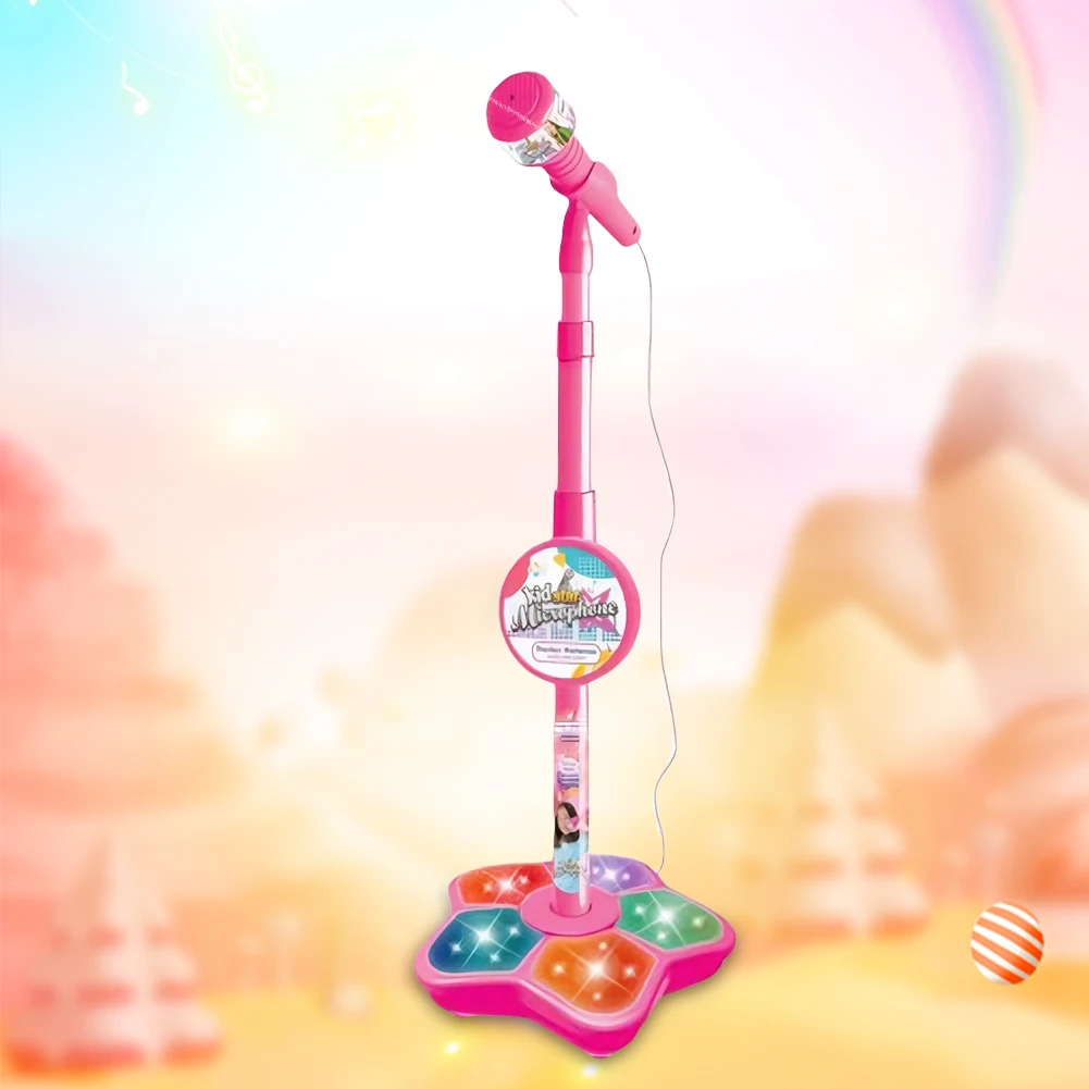 Brain-Training Educational Toy Height-Adjustable Kids Karaoke Machine with Lights Singing Machine Birthday Gift for Girls Boys