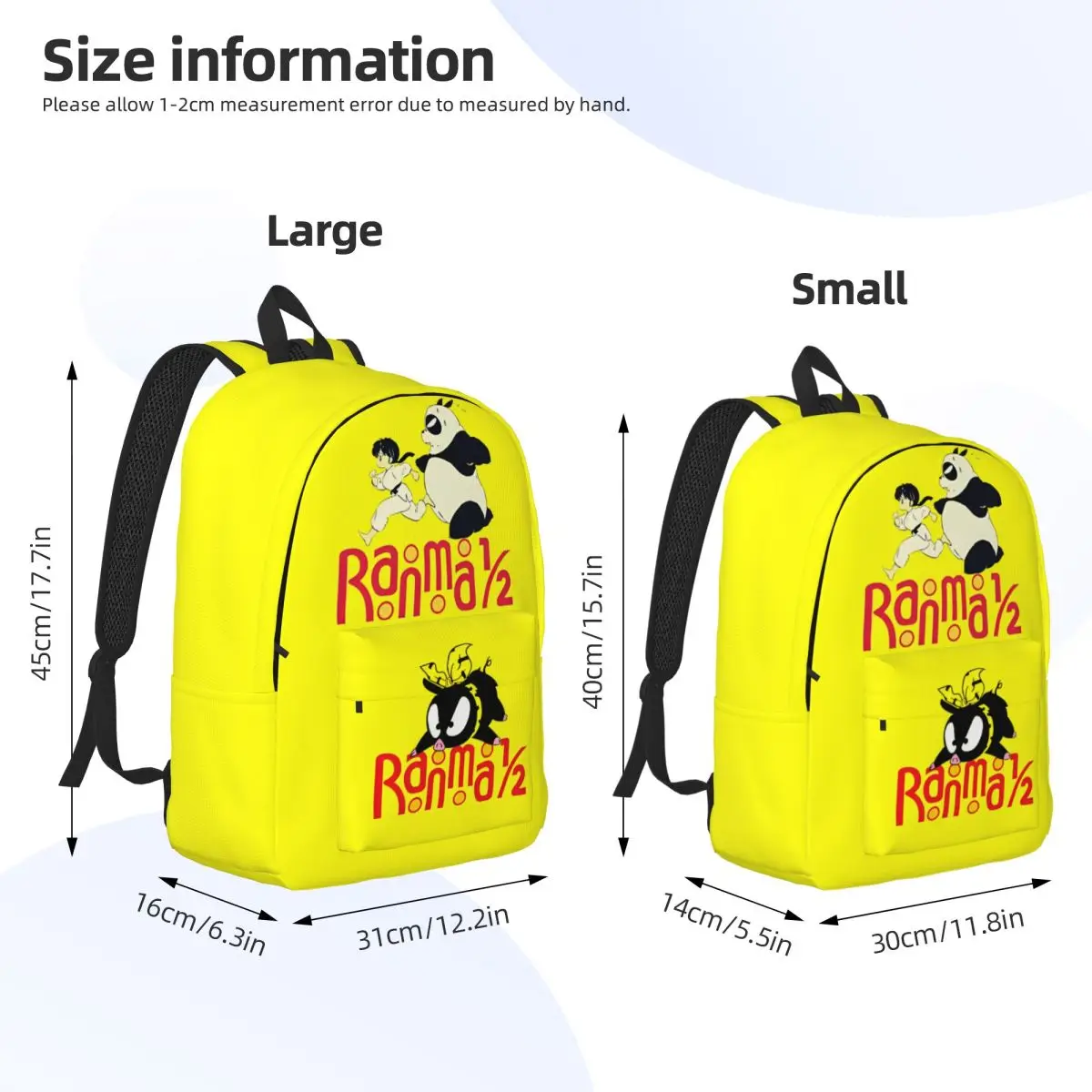 Pchan And Ranma 1/2 Logo Backpack for Men Women Teenage High School Work Daypack Laptop Computer Canvas Bags Lightweight