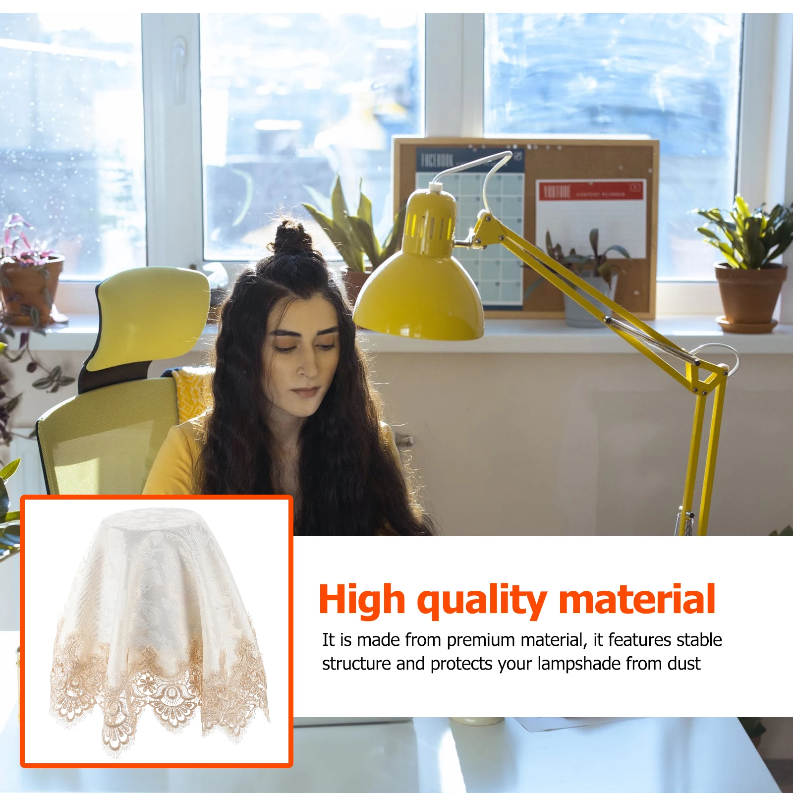 

Lampshade Dust 80cm Round Golden Yellow Lace Protective Cover for Table Decoration Waterproof Cloth Cover Lighting