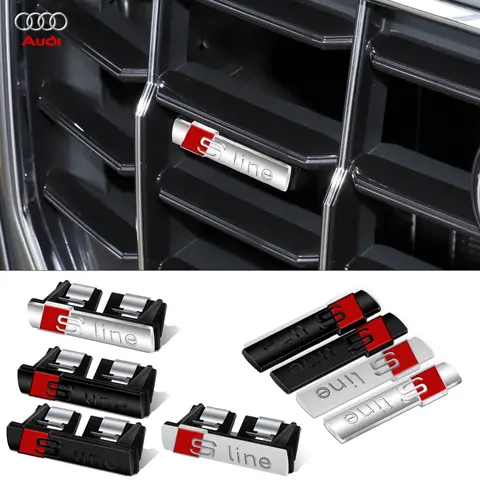 1pc Car Emblem Grill Front Hood Badge Grille Auto stickers For Sline S line A4 B6 B8 S1 S2 S3 S4 S5 S6 A1 A3 A6 Quattro Audi