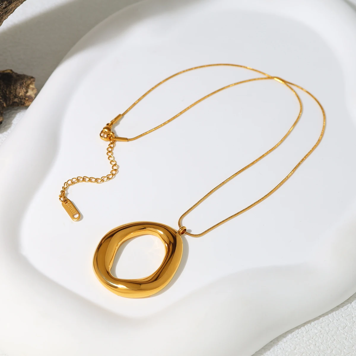 WILD & FREE Stainless Steel Irregular Pendant Necklace for Women Snake Bone Chains Trendy 18K Gold Plated Jewelry
