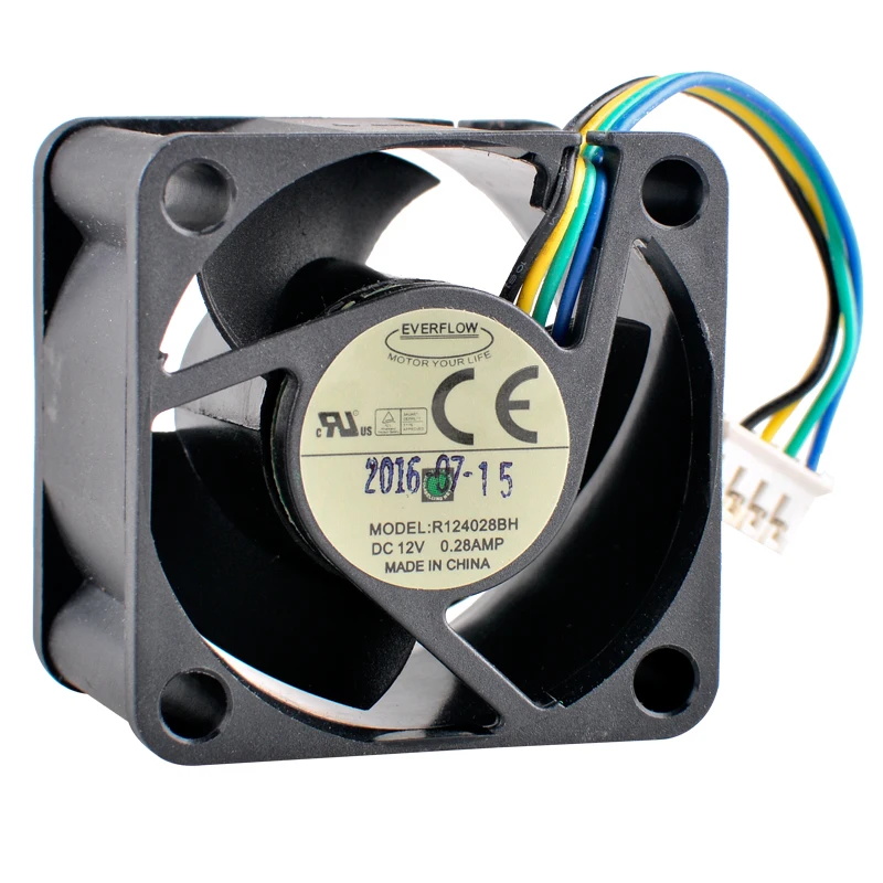 R124028BH 4cm 40mm fan 40x40x28mm DC12V 0.28A 4pin Dual ball bearing axial fan cooler cooling fan for 1U 2U power supply