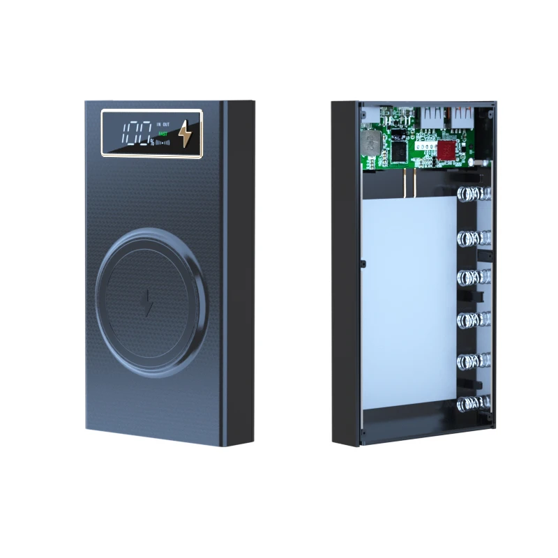 6*18650 чехол для аккумулятора с беспроводной быстрой зарядкой PD CX6 для зарядки смартфона фонарик с двумя USB-портами DIY коробки для хранения аккумуляторов 6*18650 чехол для аккумулятора с беспроводной быстрой зарядкой PD CX6 для зарядки смартфона фонарик с двумя USB-портами DIY коробки для хранения аккумуляторов