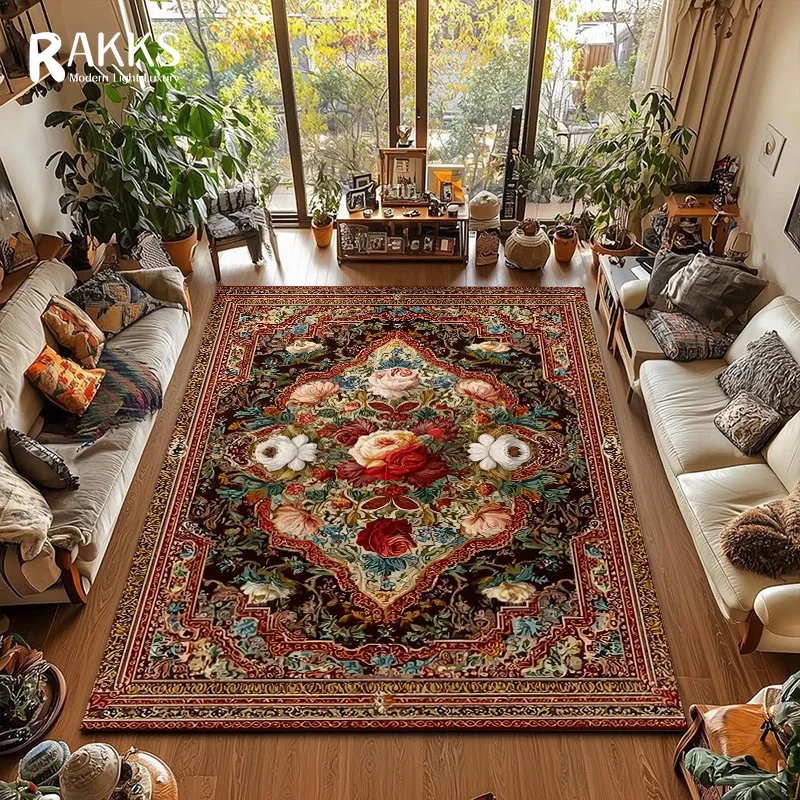 

RAKKS винтажный восточный ковер перский ковер для гостиной, спальни, домашний декор, мягкий бархатный противоскользящий ковер с цветочным узором