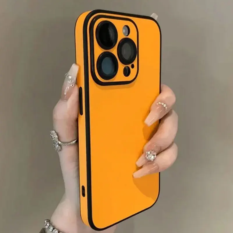 Luxury Matte Candy Color Leather Phone Case For iPhone 13 14 15 16 17 Air 18 Pro Max Lens Protection Shockproof Bumper Cover