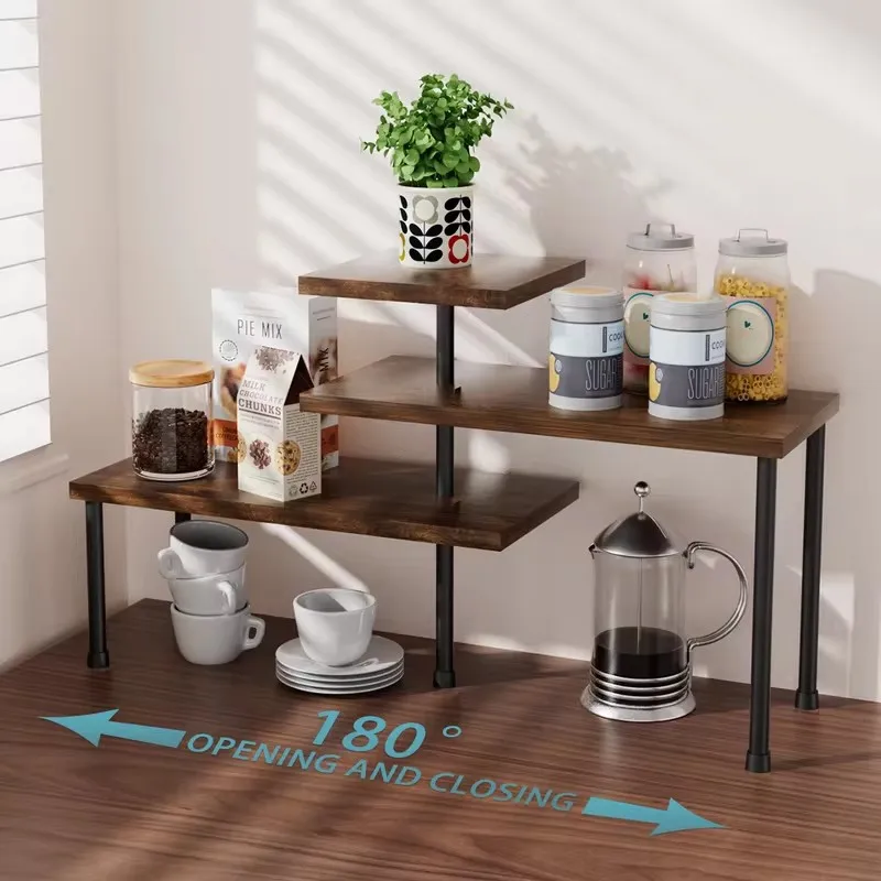 Mobile 3-Level Corner Storage Rack for Kitchen and Bathroom Counters, Ideal for Organizing Spices and Coffee Supplies