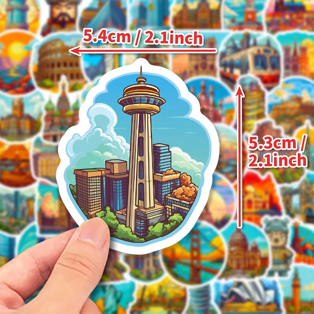 10/30/50PCS World Landmark Architecture Tourist City Sticker DIY Phone Laptop Luggage Skateboard Graffiti Decals Fun for Kid Toy