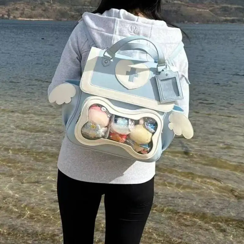Japanese Transparent Schoolbags Women Fashion Streetwear Y2k Aesthetic Backpacks New Kawaii Chic All Match Ita Bags Femme