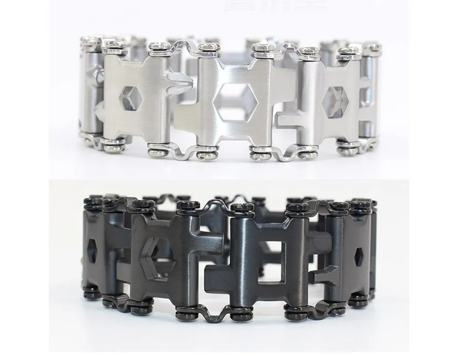 Imagem -06 - Multifunction Outdoor Tool Bracelet Chave de Fenda em Ferramentas de Parafuso Pulseira Multi-pé para Bicicleta Wearable Tool Aço Inoxidável hq