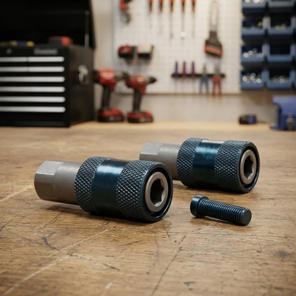 Drill Bit Conversion Head 6.35mm Hex Shank Featuring Quick Release Self Locking Action and Magnetic Bit Engagement System