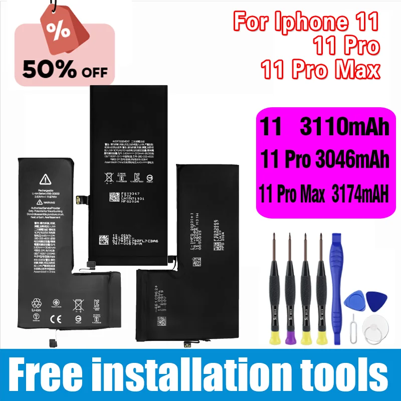 

Mobile Phone Battery For Apple iPhone 11 3110mAh 11 Pro 3046mAh 11Pro Max 3969mAh New High Quality Bateria