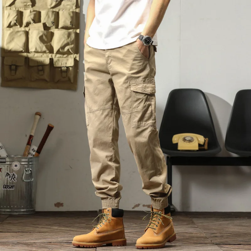 Cargo Pants Men's New Casual Sports Versatile Elastic Waist Multi Pocket Elastic Loose Leggings