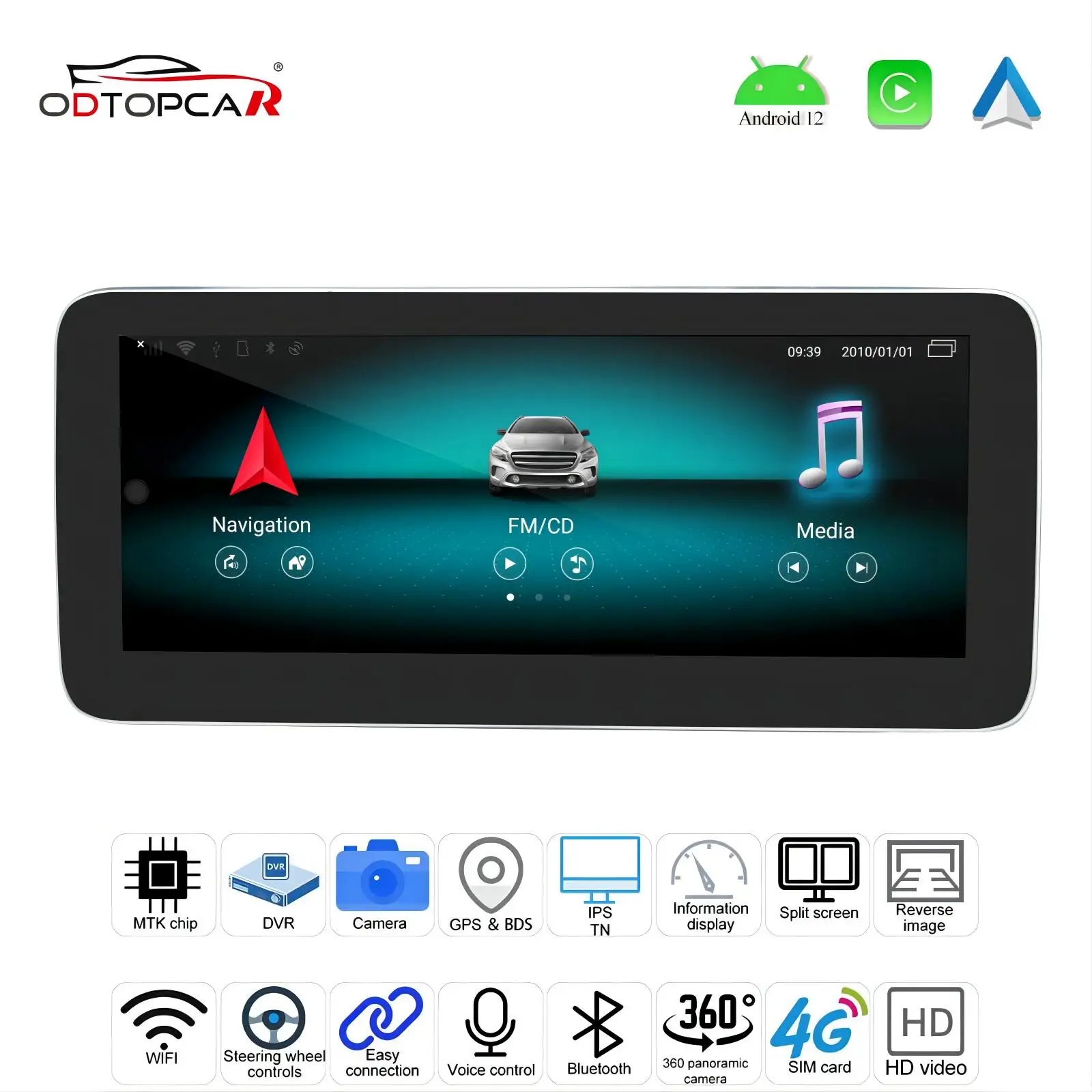 For Mercedes A/B/G/CLA/CLS/GLA NTG5.0 NTG5.2 10.25”Touch Screen Upgrade Apple CarPlay Android Auto Full Screen GPS 4G Bluetooth