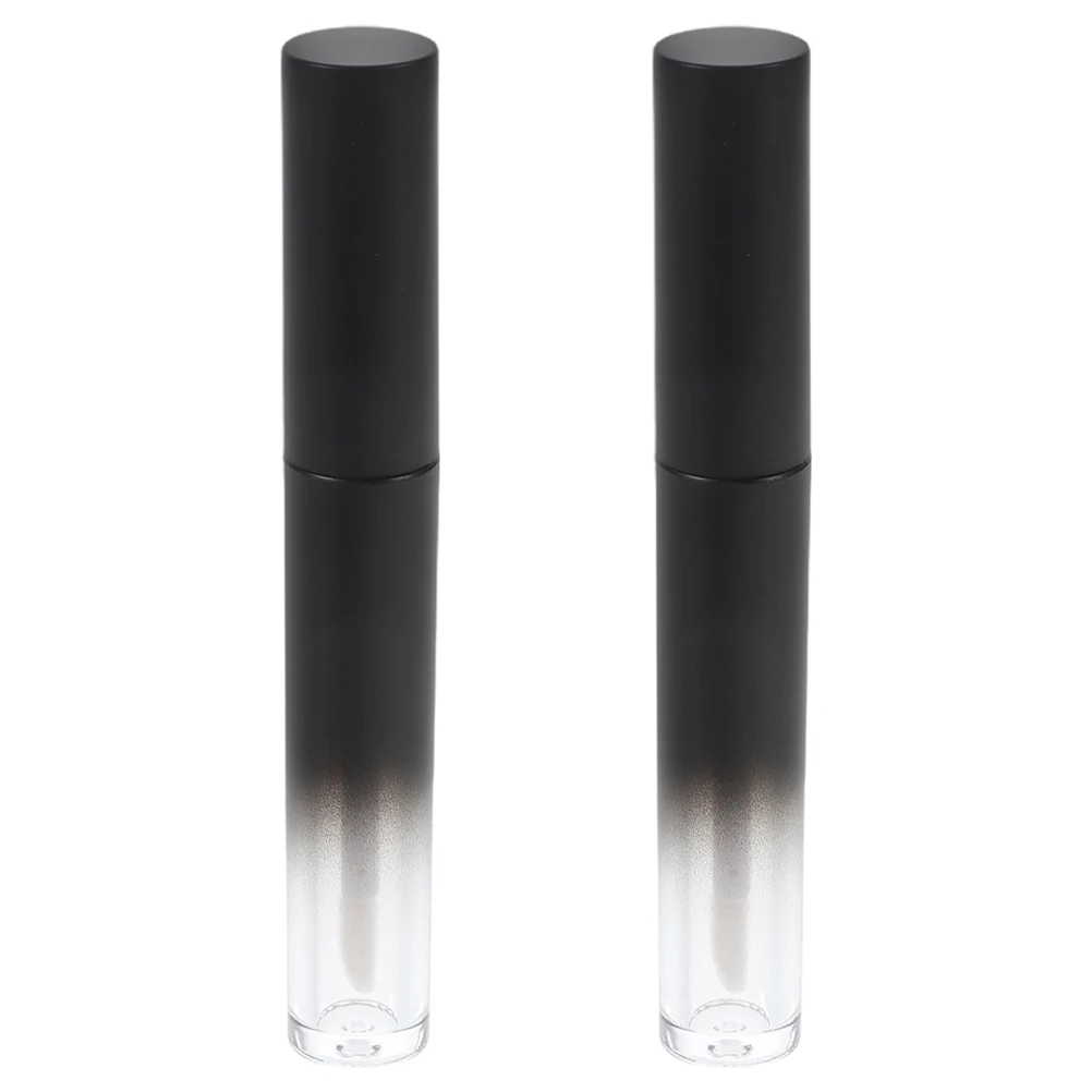 

2pcs Lip Gloss Empty Tube Transparent DIY Applicator Brush Bottle Black Pencil Stylish Round Design Leakproof for Makeup