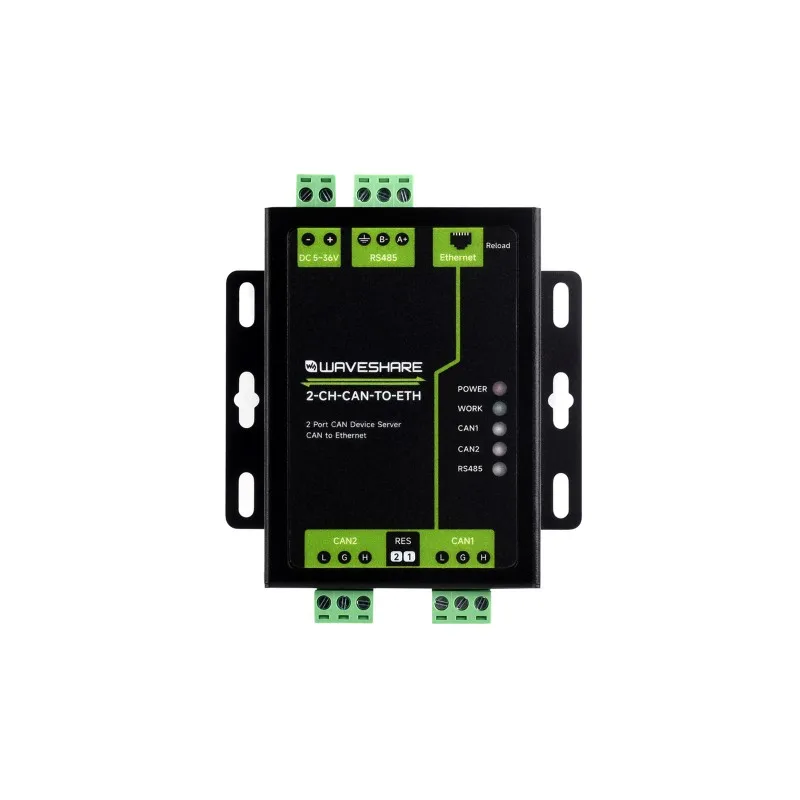 Industrial Grade 2-Ch CAN To Ethernet Server, 2-Ch CAN + RS485 + Ethernet Port, Supports CAN Repeater CAN To RS485, Dual SOCKET