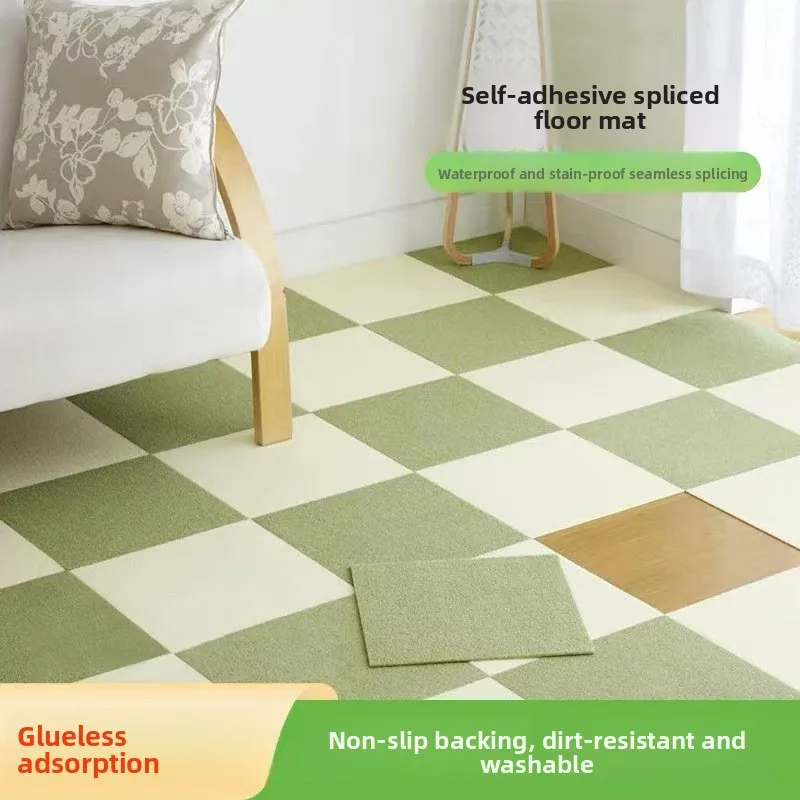 Self-Adhesive Carpet Tiles Anti-Slip Puzzle Mat for Living Room Bedroom Office Peel Stick Floor Carpet Soft Washable Reusable
