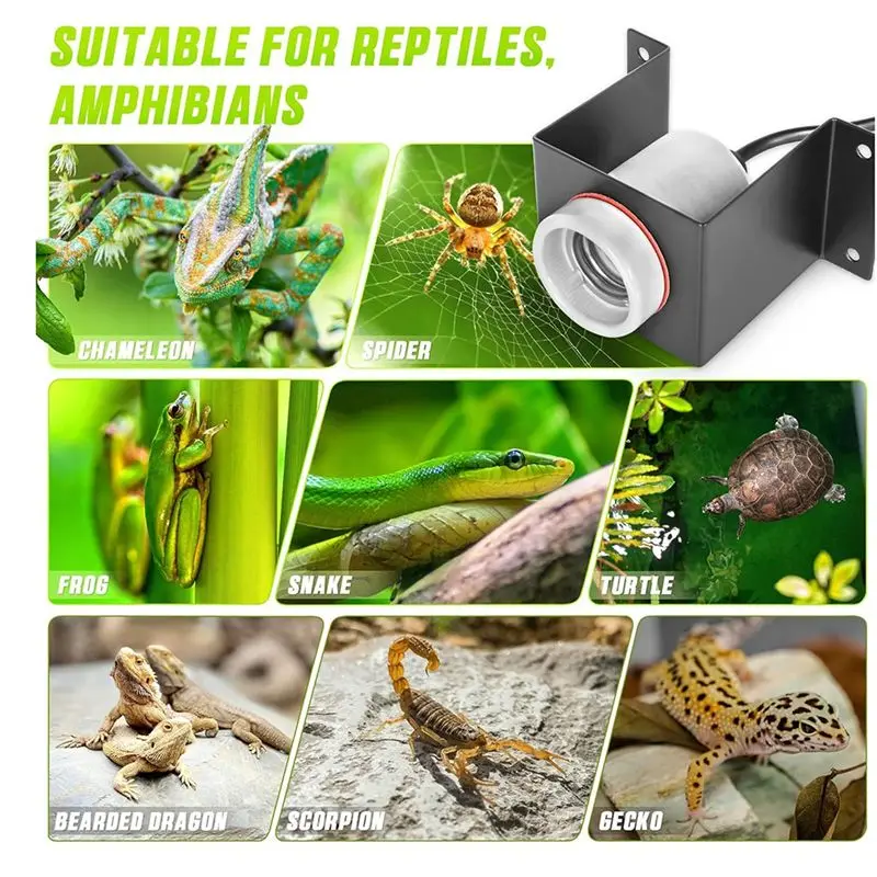 ABEZ Reptile Socket Heat Lamp Holder Lizard Heat Lamp Bracket Light Heat Lamp Socket Heat Lamp Fixture EU Plug