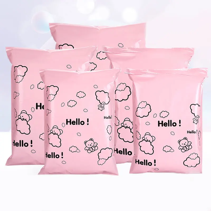50pcs Poly Cartoon Plastic Shipping Mailing Bags HELLO Bear Printing Gifts Storage Bag Courier Envelopes Post Pouch Organizer