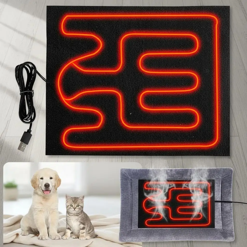 2025 Winter USB Seat Cushion Heater USB Heating Film Warm Folding Heated Sheet Car Seat Mat Cushion Pet Reptile Winter Warm Pads