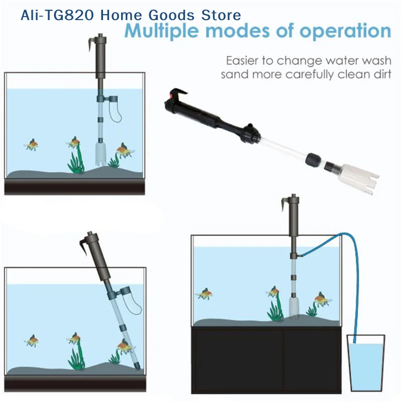 [TG820]220V Powerful Suction Aquarium Electric Syphon Operated Fish Tank Sand Washer Vacuum Gravel Water Changer Siphon