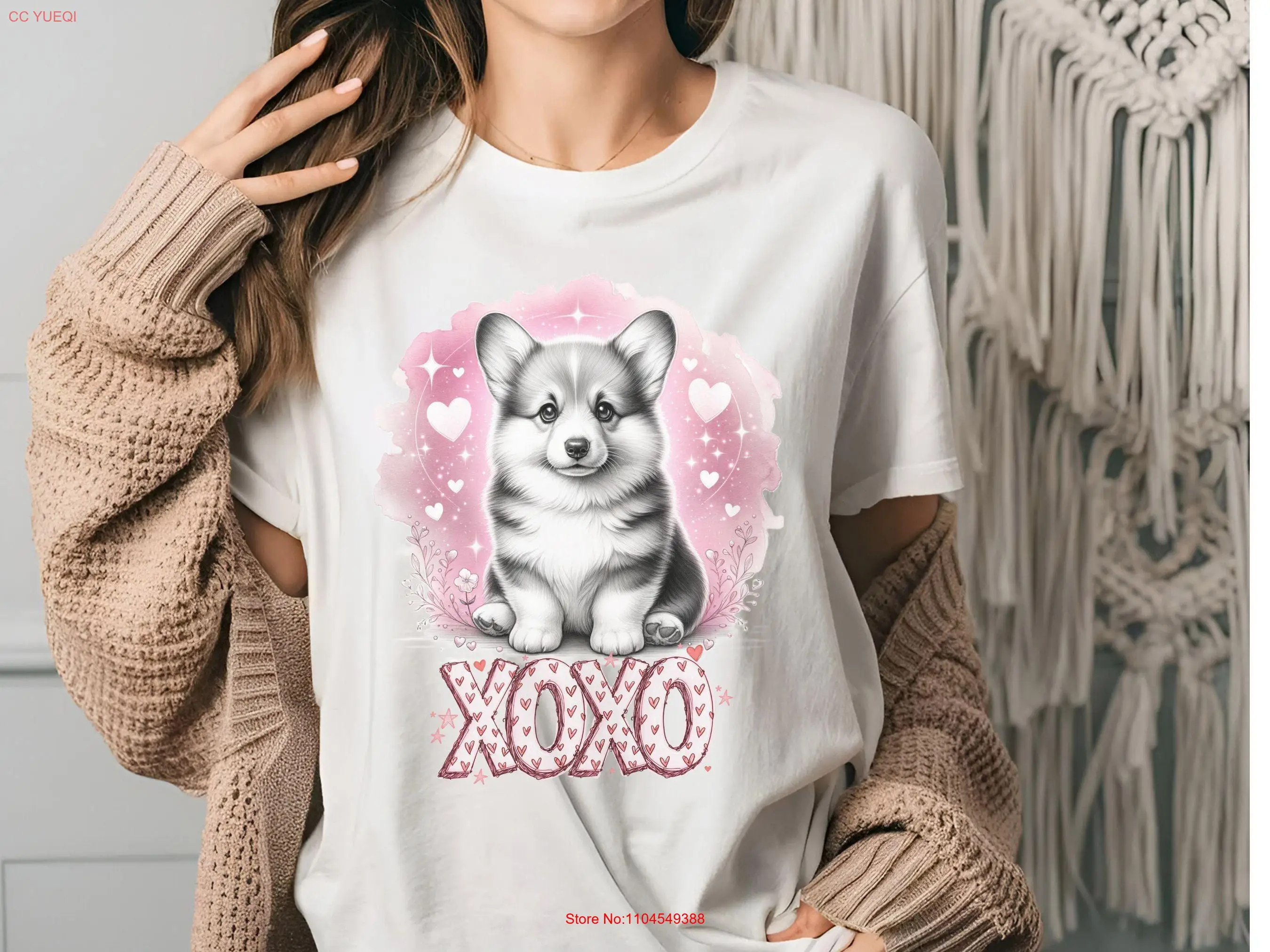 

Valentine T Shirt For Dog Owner Corgi Valentines Pet SweaT Cute long or short sleeves