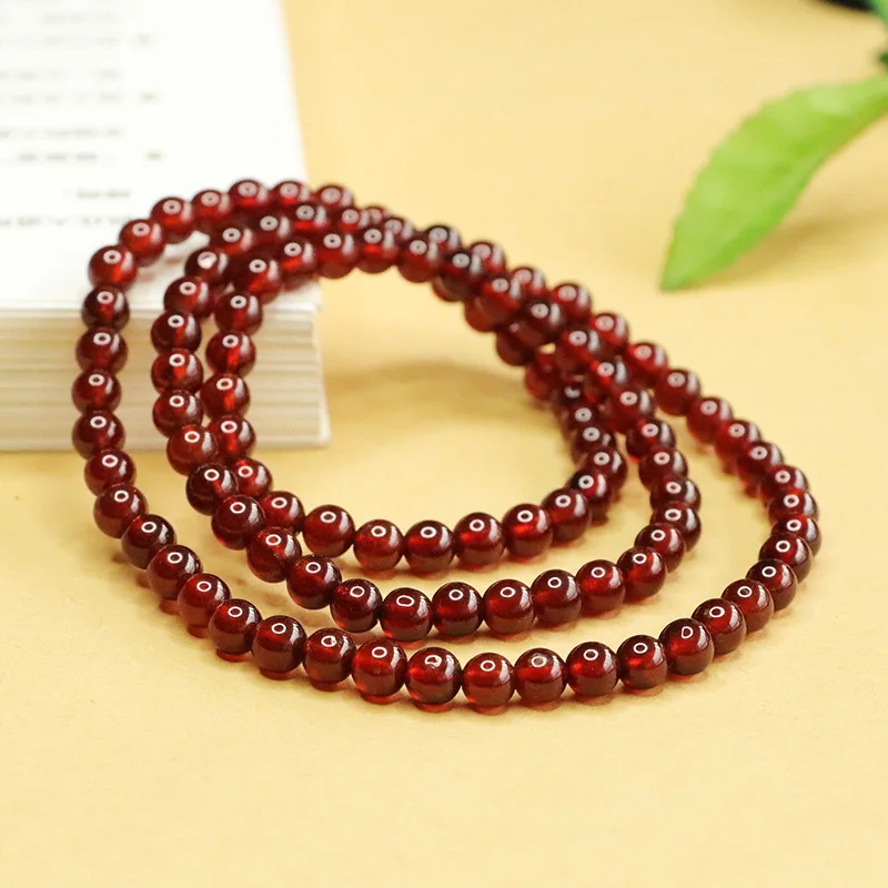 

Natural Orange Garnet Multi-Circle Bracelet Women's Stone Necklace Crystal