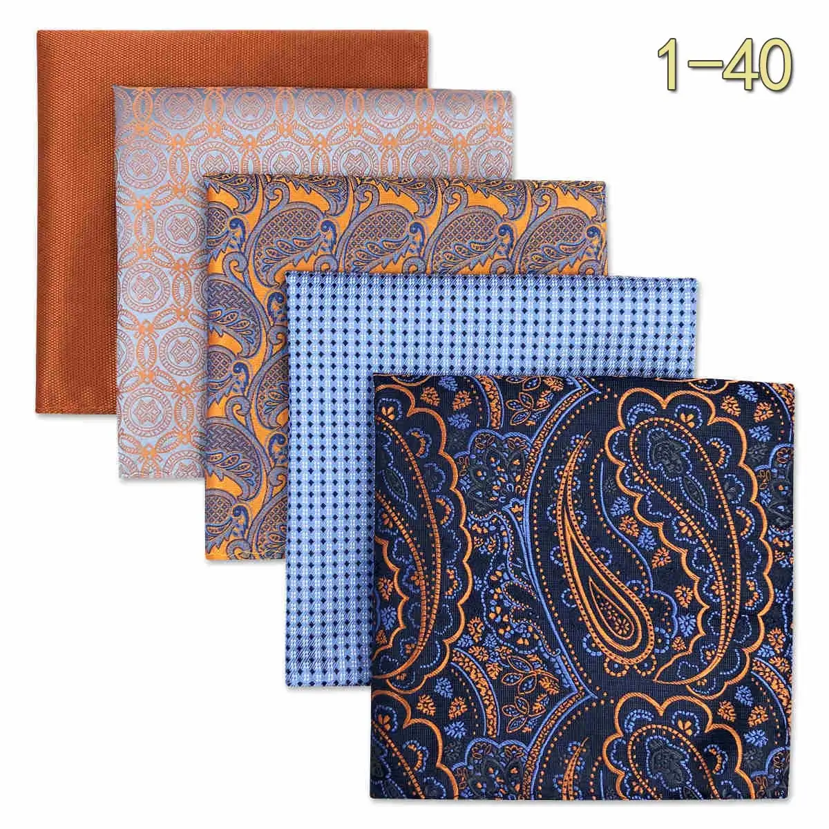5 PCS Men's Pocket Square Set, Assorted Handkerchief Styles