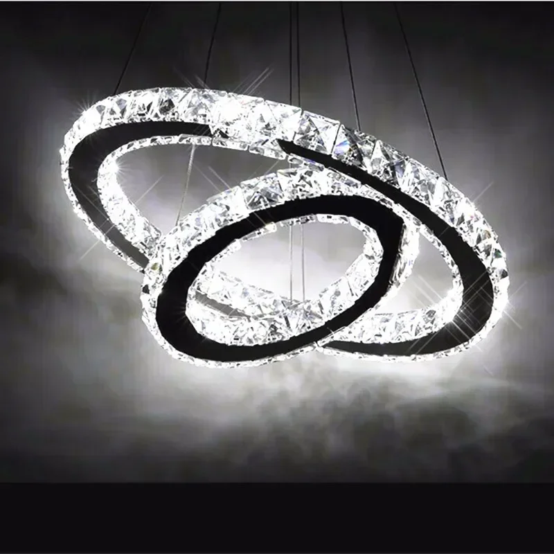 Contemporary Hot sale Diamond 2 Ring LED K9 Crystal  Chandelier Light Modern Crtstal lamp Circles High-grade light