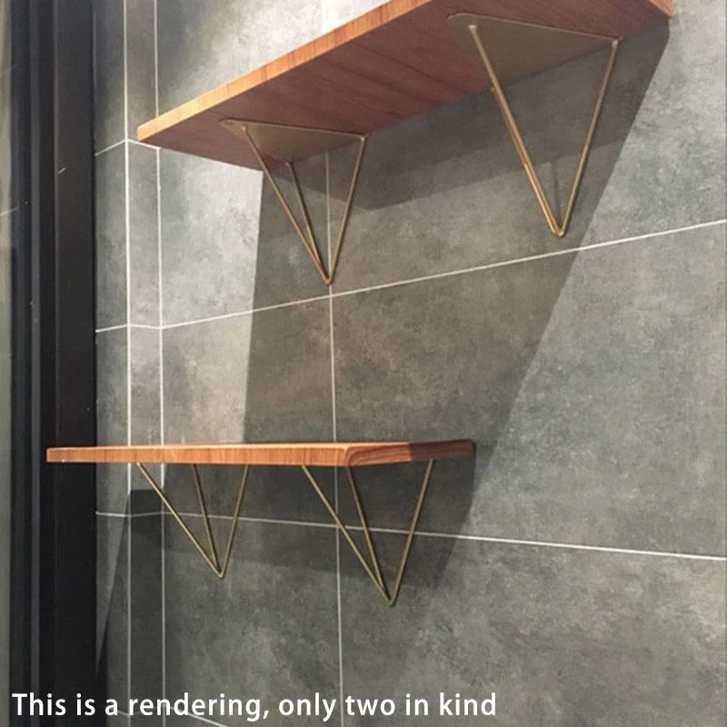 Shelf Brackets Paint Bracket Shelf Rack Wall Hanging Decoration Sector Bracket Modern Gold Heavy Duty Pack Of 2-AC08