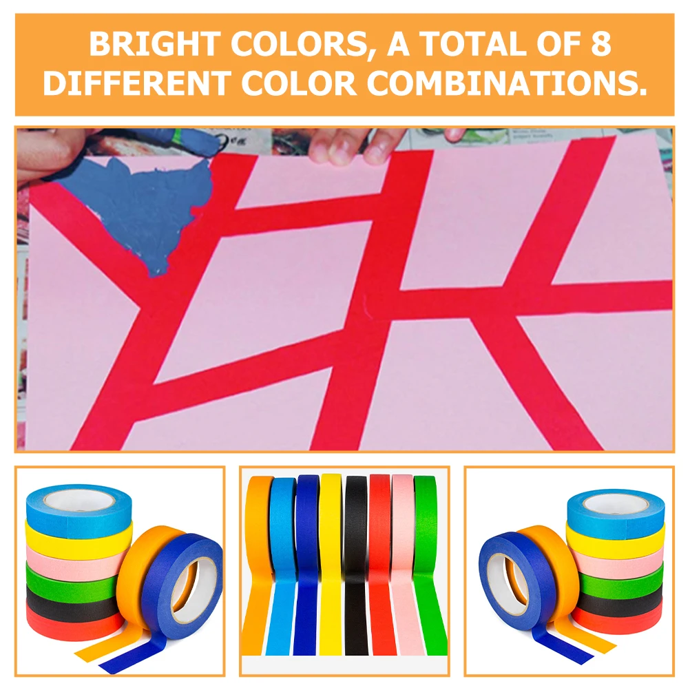 

8 Rolls Rainbow Washi Tape Scrapbooking Crafts Decorative DIY Journaling Colored Planner Aesthetic Supplies Lightweight Portable