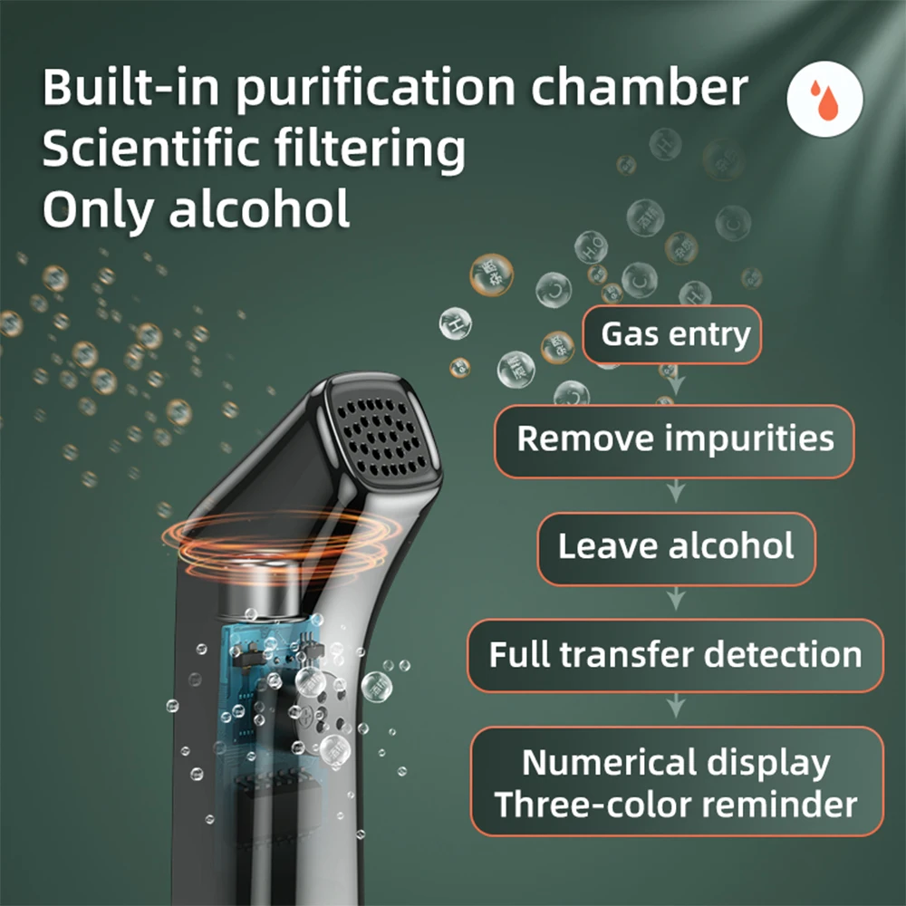 Alkoholtester, hochpräziser Alkoholtester, Alcometer, USB wiederaufladbar, berührungsloses LCD-Display, digitaler tragbarer Alkoholdetektor
