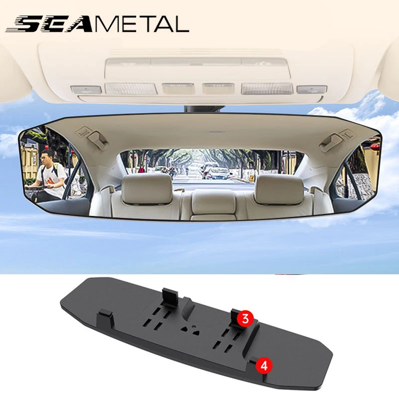 SEAMETAL-espejo retrovisor convexo gran angular, antideslumbrante, Interior del coche, vista trasera, asiento para bebé y niño, reloj, parasol, cubiertas de espejo