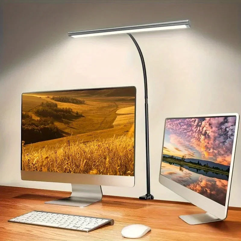 

USB-светильник с зажимом на гибкой стойке на ночное время чтения, 3 цвета и 10 уровней, регулируемый с 160 светодиодными бусинами, USB-лампа с регулируемой яркостью