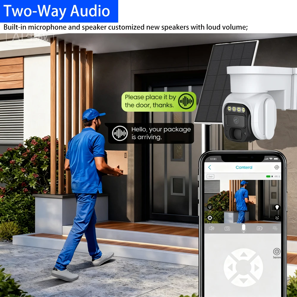 5MP Ultra HD 4G Solar Batteries Camera ICam365 IP Camera Humanoid Detection APP Alarm Push Color Night Vision Solar PTZ Camera