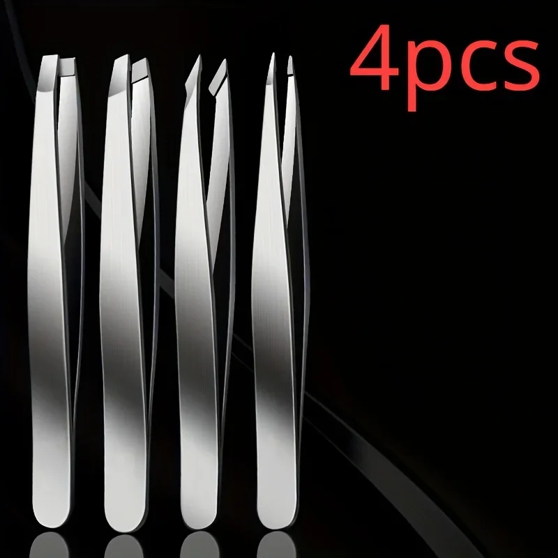 Precision Stainless Steel Tweezers For Eyebrow Hair Facial Hair Removal, Splinter, Blackhead Slant Tip Angle Tip Pointed Tip